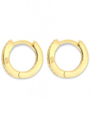 Orecchini Argento Dorato Cerchi 12MM Zirconi Bianchi [8d1f4ec7]