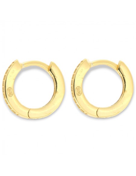 Orecchini Argento Dorato Cerchi 12MM Zirconi Bianchi [8d1f4ec7]