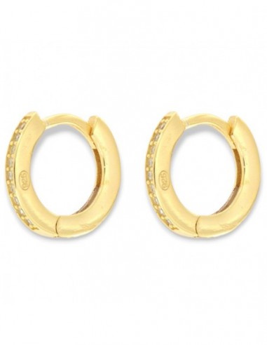 Orecchini Argento Dorato Cerchi 12MM Zirconi Bianchi [884f09d9]