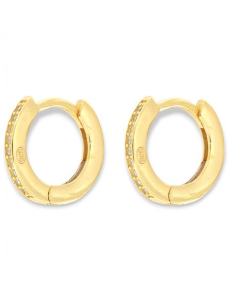 Orecchini Argento Dorato Cerchi 12MM Zirconi Bianchi [884f09d9]