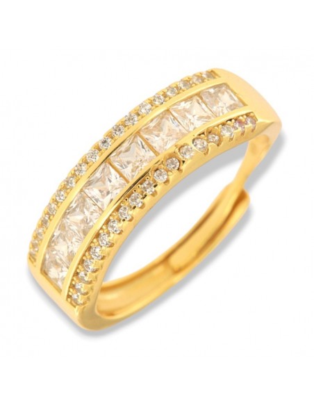 Anello Argento Dorato Riviera 8 Zirconi Bianchi [1f55be78]
