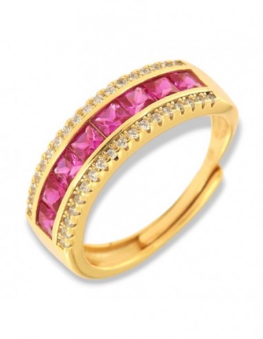 Anello Argento Dorato Riviera 8 Zirconi Viola [110c0f7b]