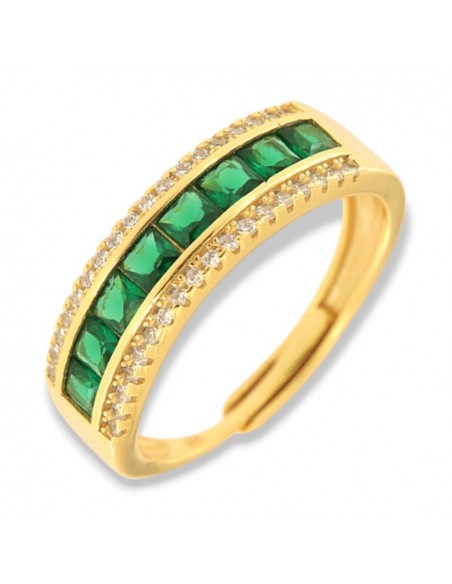 Anello Argento Dorato RIviera 8 Zirconi Verdi [bc2fc170]