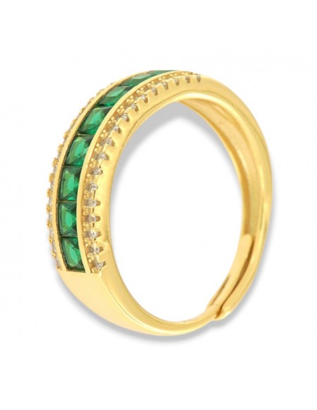 Anello Argento Dorato RIviera 8 Zirconi Verdi [b97f866e]