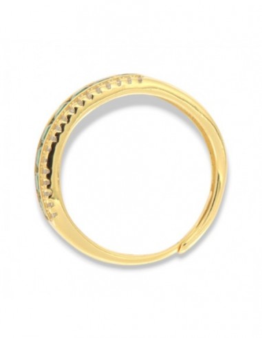 Anello Argento Dorato RIviera 8 Zirconi Verdi [0e62476a]