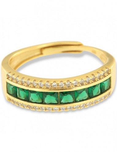 Anello Argento Dorato RIviera 8 Zirconi Verdi [d7440467]