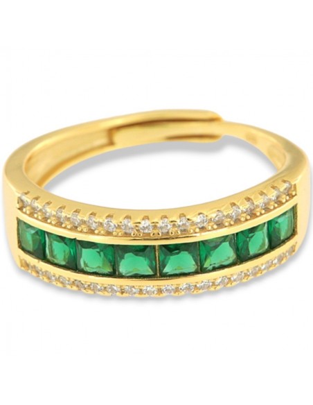 Anello Argento Dorato RIviera 8 Zirconi Verdi [d7440467]