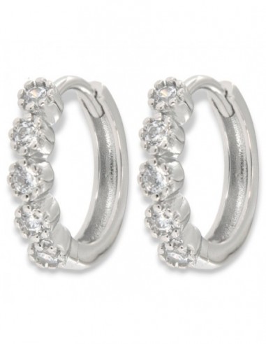 Orecchini Argento Rodiato Cerchi 15,50MM Zirconi Bianchi [86e89197]