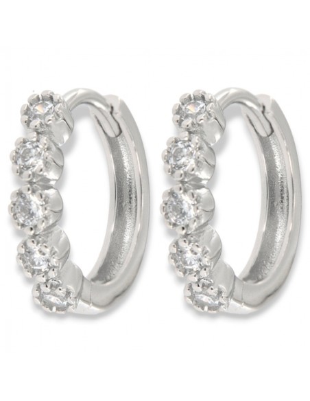 Orecchini Argento Rodiato Cerchi 15,50MM Zirconi Bianchi [86e89197]