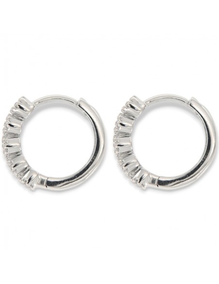 Orecchini Argento Rodiato Cerchi 15,50MM Zirconi Bianchi [6401e1a6]