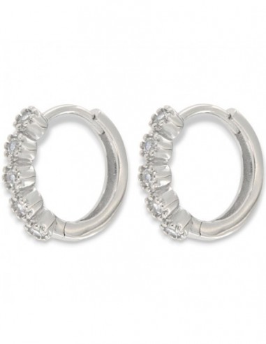 Orecchini Argento Rodiato Cerchi 15,50MM Zirconi Bianchi [6151a6b8]