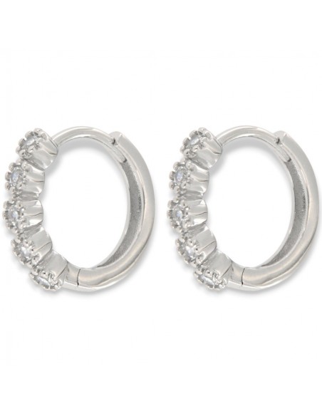 Orecchini Argento Rodiato Cerchi 15,50MM Zirconi Bianchi [6151a6b8]