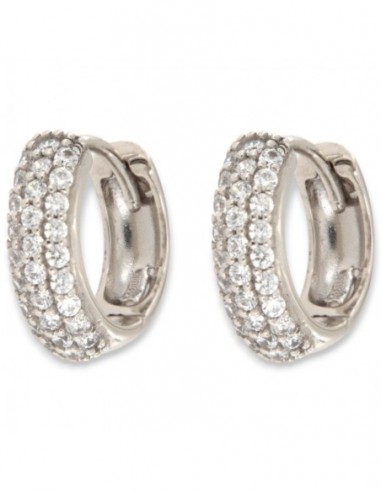 Orecchini Oro Bianco Cerchi Zirconi Bianchi 12MM [d9fceeca]