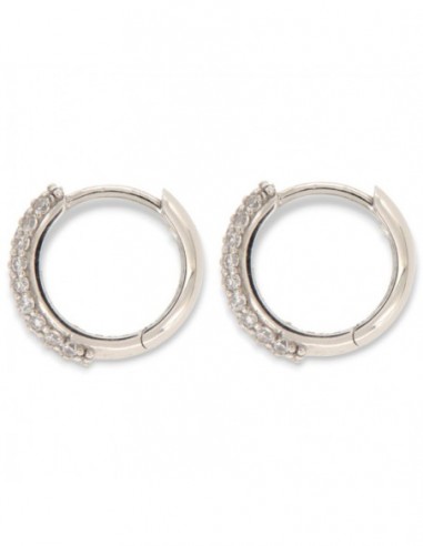 Orecchini Oro Bianco Cerchi Zirconi Bianchi 12MM [46f52726]