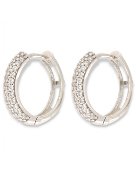 Orecchini Oro Bianco Cerchi Ovali Zirconi Bianchi [c409b839]