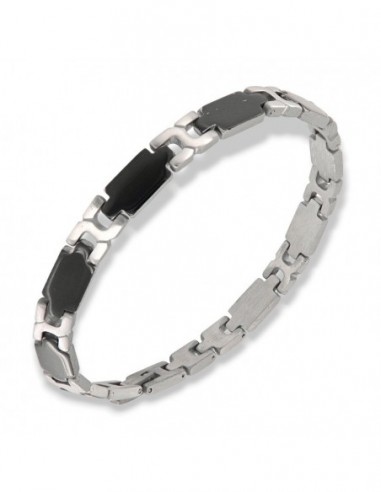 Bracciale Acciaio Piastre Unite Nere [ed2405ad]