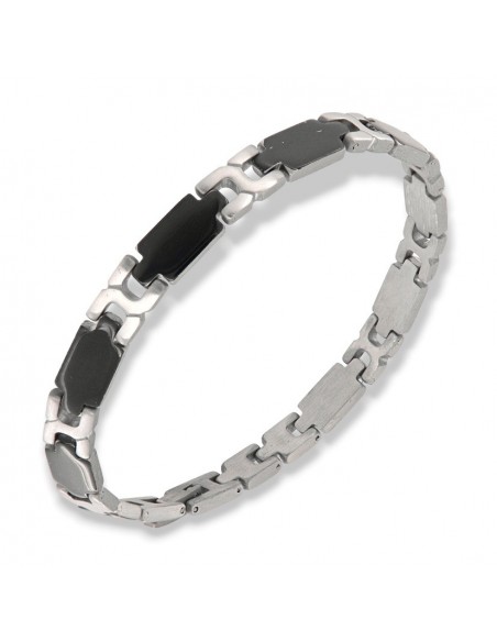 Bracciale Acciaio Piastre Unite Nere [ed2405ad]