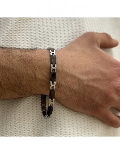 Bracciale Acciaio Piastre Unite Nere [f9211a42]