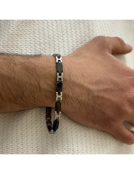 Bracciale Acciaio Piastre Unite Nere [f9211a42]
