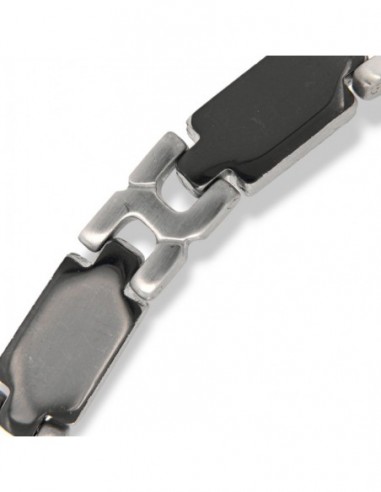 Bracciale Acciaio Piastre Unite Nere [4e3cdb46]