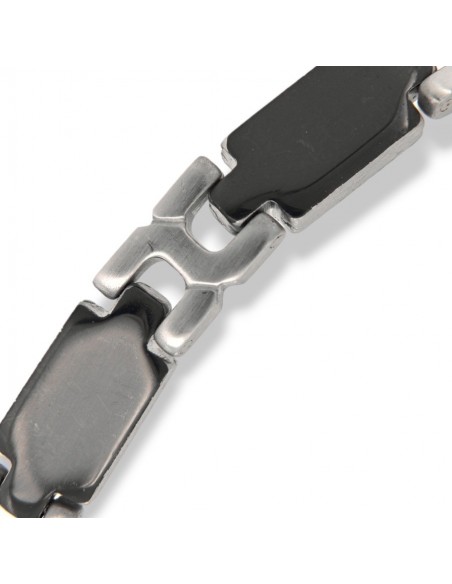 Bracciale Acciaio Piastre Unite Nere [4e3cdb46]