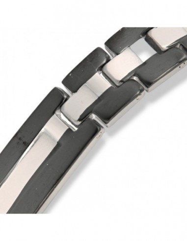 Bracciale Acciaio Piastre Unite Bordi Neri [e31f154d]