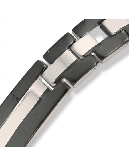Bracciale Acciaio Piastre Unite Bordi Neri [e31f154d]