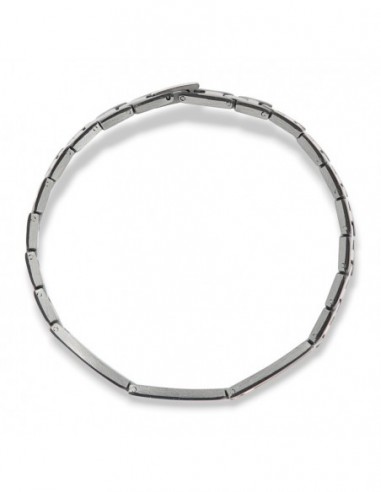 Bracciale Acciaio Piastre Unite Bordi Neri [e64f5253]