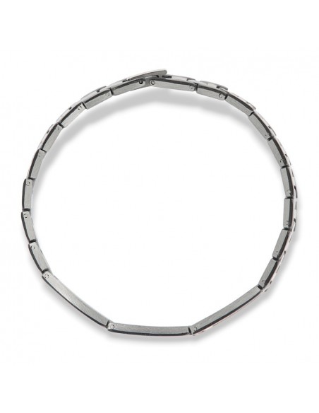 Bracciale Acciaio Piastre Unite Bordi Neri [e64f5253]