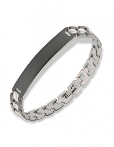 Bracciale Acciaio Piastra Centrale Nero [e7848b91]