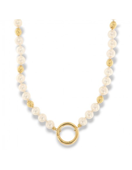Collana Perle Acqua Dolce Sfere Rigate Oro Giallo [9d59f041]