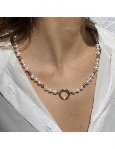 Collana Perle Acqua Dolce Sfere Rigate Oro Giallo [9257128d]