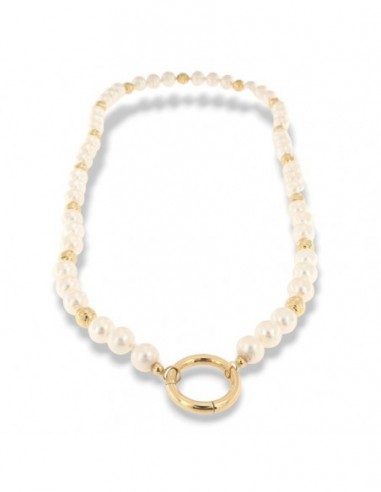 Collana Perle Acqua Dolce Sfere Rigate Oro Giallo [201a9497]