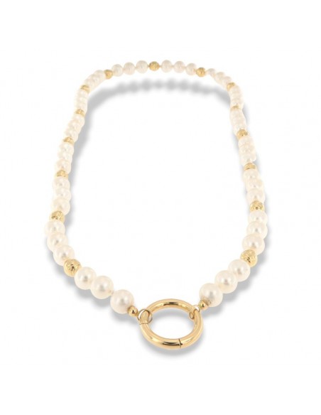 Collana Perle Acqua Dolce Sfere Rigate Oro Giallo [201a9497]