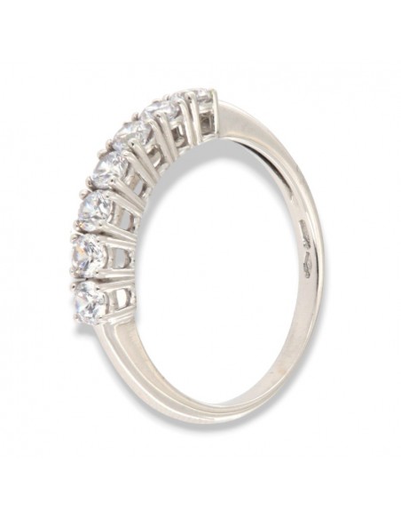 Anello Oro Bianco Riviera 7 Zirconi Bianchi [cd0c0391]