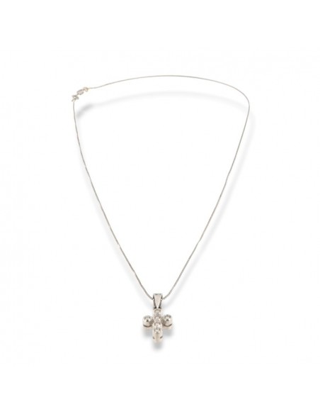 Ciondolo Oro Bianco Croce 6 Diamanti 0,065 [060497b0]