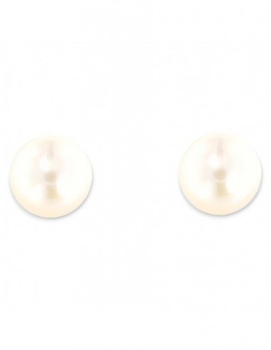 Orecchini Oro Bianco Perle Lisce Bianche 7,50MM [b8759d18]