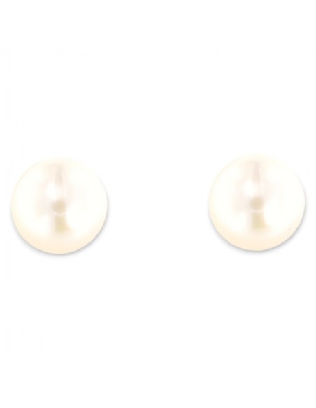 Orecchini Oro Bianco Perle Lisce Bianche 7,50MM [b8759d18]