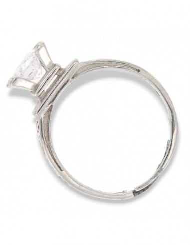 Anello Argento Rodiato Solitario Zircone Centrale 6mm E laterali [e8b795c8]