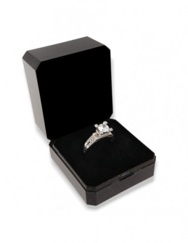 Anello Argento Rodiato Solitario Zircone Centrale 6mm E laterali [868c17c1]