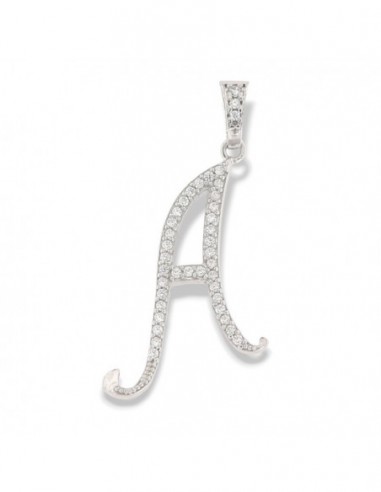 Ciondolo Argento Rodiato Iniziale A Zirconi Bia. [73a0132e]