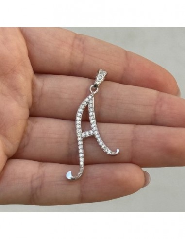 Ciondolo Argento Rodiato Iniziale A Zirconi Bia. [70307460]