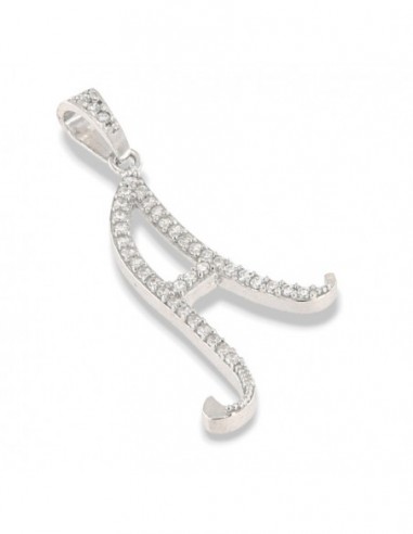 Ciondolo Argento Rodiato Iniziale A Zirconi Bia. [c72db564]