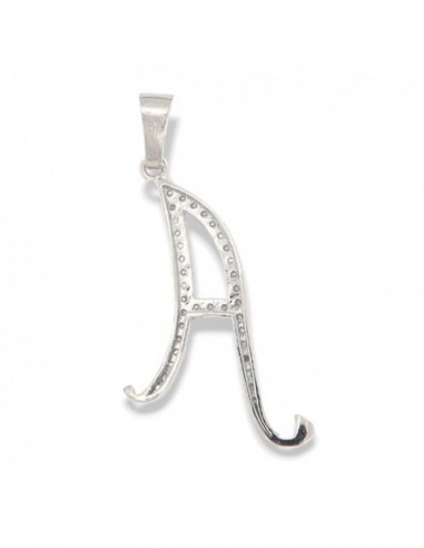 Ciondolo Argento Rodiato Iniziale A Zirconi Bia. [c27df27a]