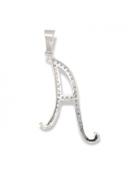 Ciondolo Argento Rodiato Iniziale A Zirconi Bia. [c27df27a]