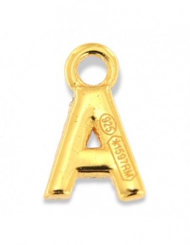 Ciondolo Argento Dorato Iniziale A Zirconi Bianchi 8MM [670c4ca2]