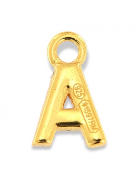 Ciondolo Argento Dorato Iniziale A Zirconi Bianchi 8MM [670c4ca2]