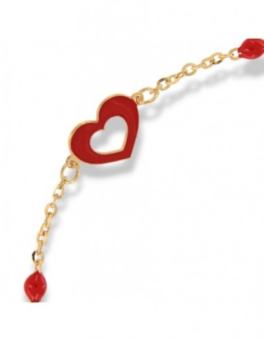 Bracciale Oro Giallo Neonato Cuore Rosso Sfere Rosse [6fc5549c]