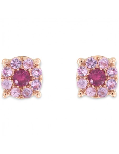 Orecchini Oro Rosa Rubini 0,26Ct Zaffiri 0,50Ct [686cb2cd]