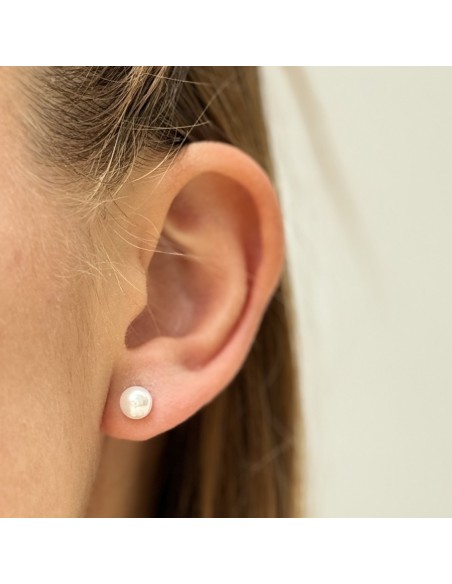 Orecchino Argento Rodiato Perla Bianca 6MM [0affcb31]